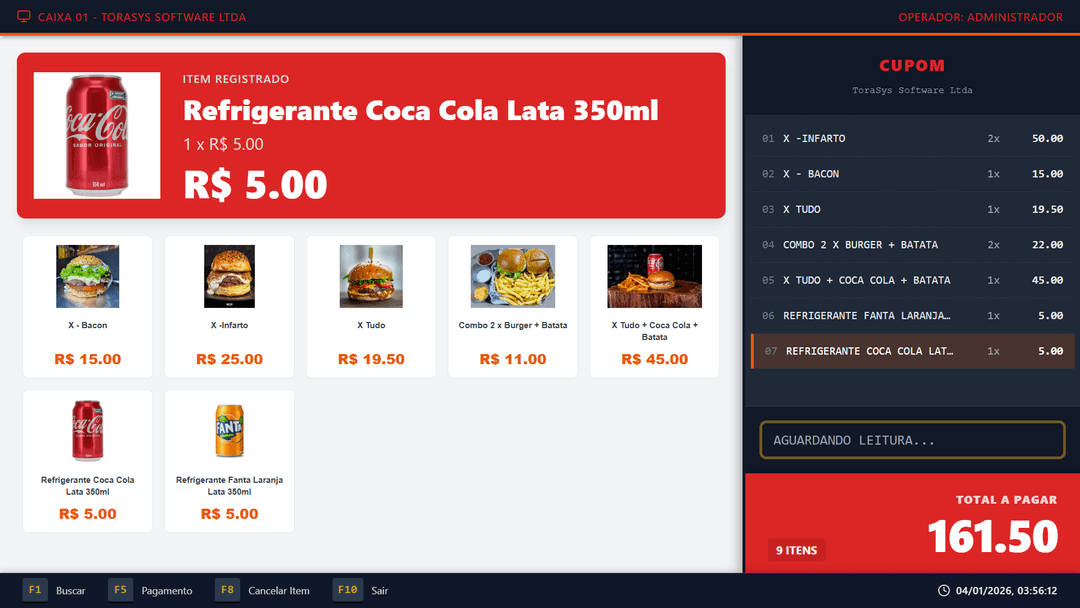 Tela de Vendas ToraPDV